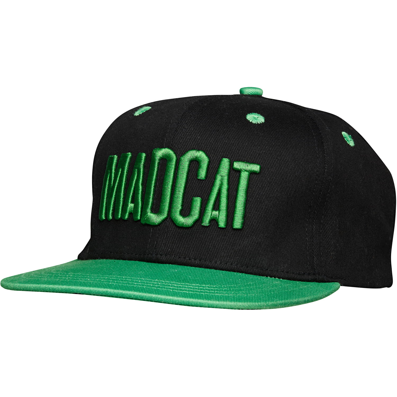 MadCat Skull Flatbill Cap One Size, Cap, Snapback, Schwarz, Grüner Rand, MADCAT