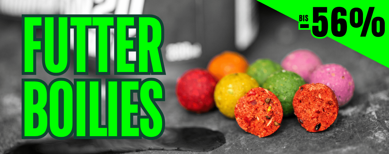 Futterboilies, Karpfenköder, bunte Kugeln, orange Boilies, Fischfutter