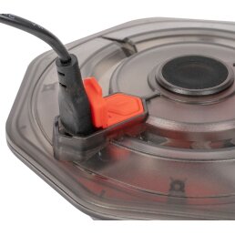 Zebco Trophy Floating Oxygen Pump – Bild 9, Deckel, Blasclip, Spülbeckenpumpe, Griffzapfen, Transparente Abdeckung