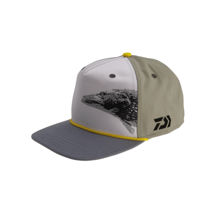  Daiwa Fishing Cap Trucker Embroidered Grey and White Logo :  Clothing, Shoes & Jewelry