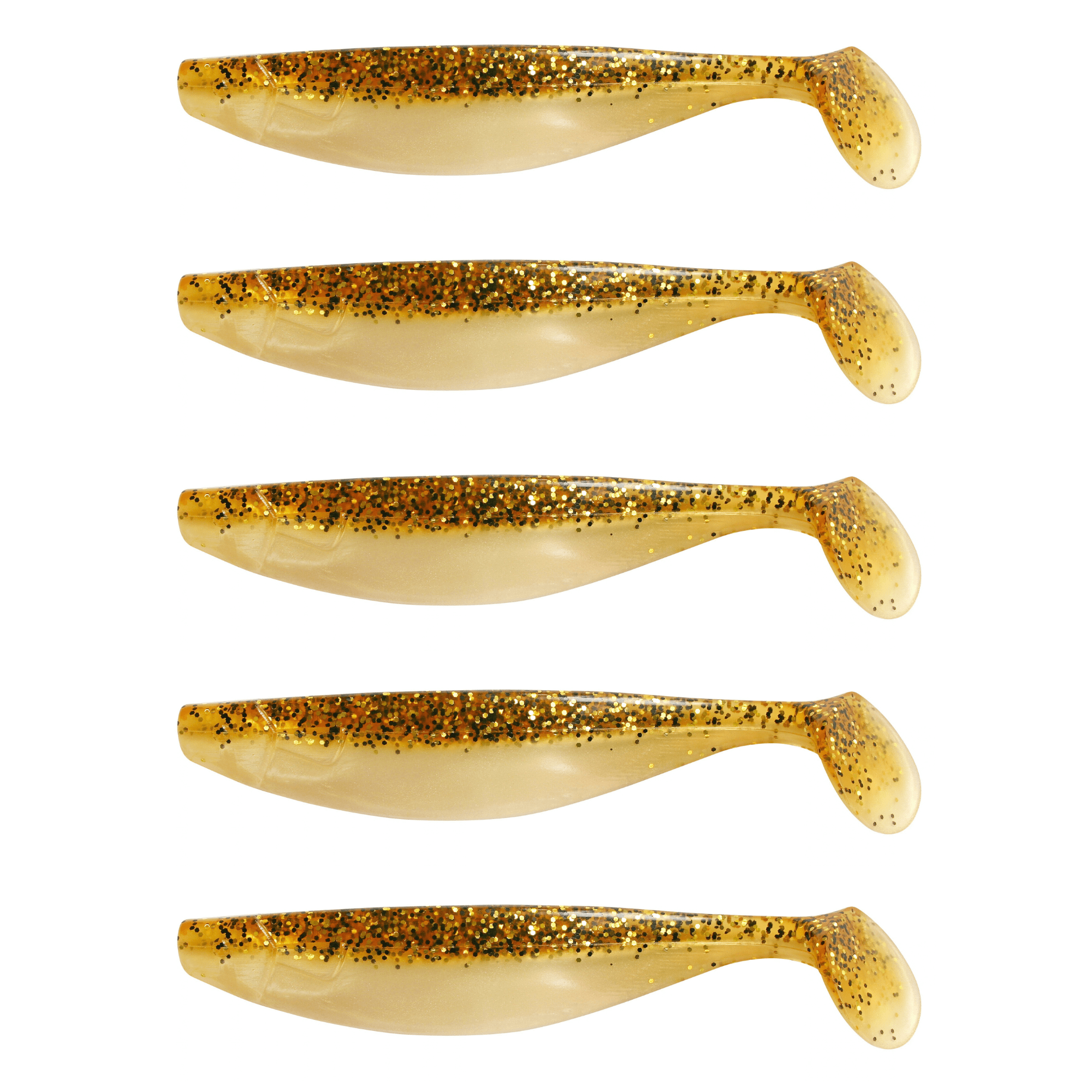 Relax Xtra Soft 16cm (6") Goldperl / Motoroil Glitter 5 Stück – Bild 2, soft plastic lure, glitter lure, grub tail, fishing lure, gold color speckled