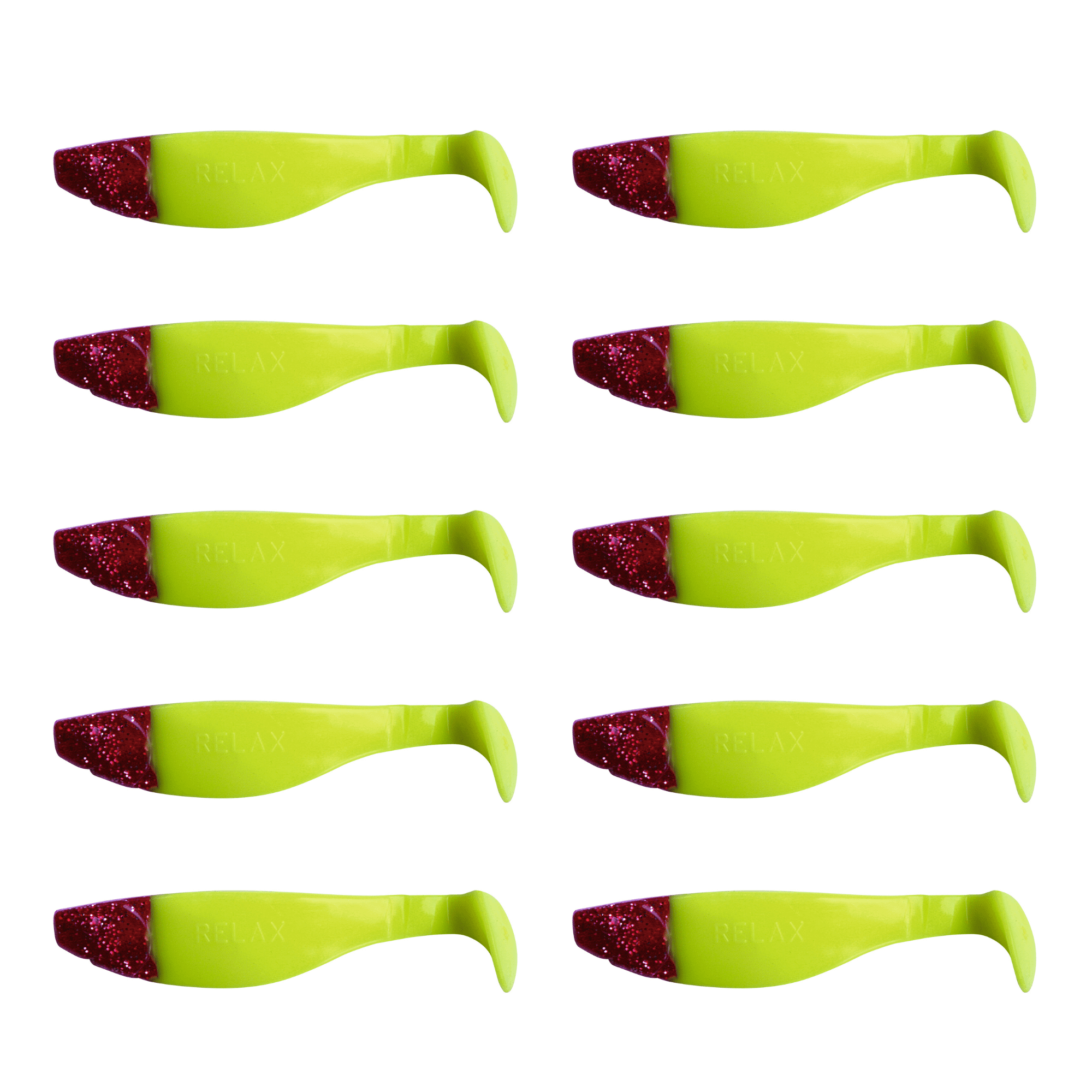 Relax Kopyto River 11cm (4") Fluogelb / Red Head 10 Stück – Bild 2, gummibärchen, glitzer, neon, grün, form