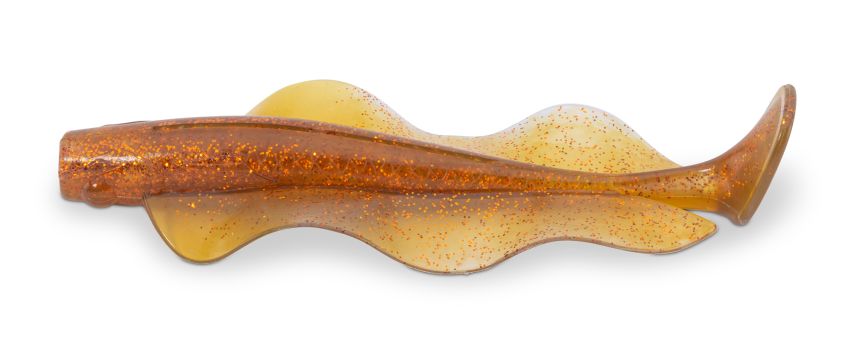 Iron Claw Barsch & Zander Wave Glider 10cm / Real Motoroil (RMO) – Bild 2, Kunstköder, Gummiköder, Anglerköder, Orange, Glitzer