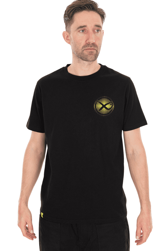 t-shirt, schwarz, kurzarm, runde ausschnitt, logo kreis
