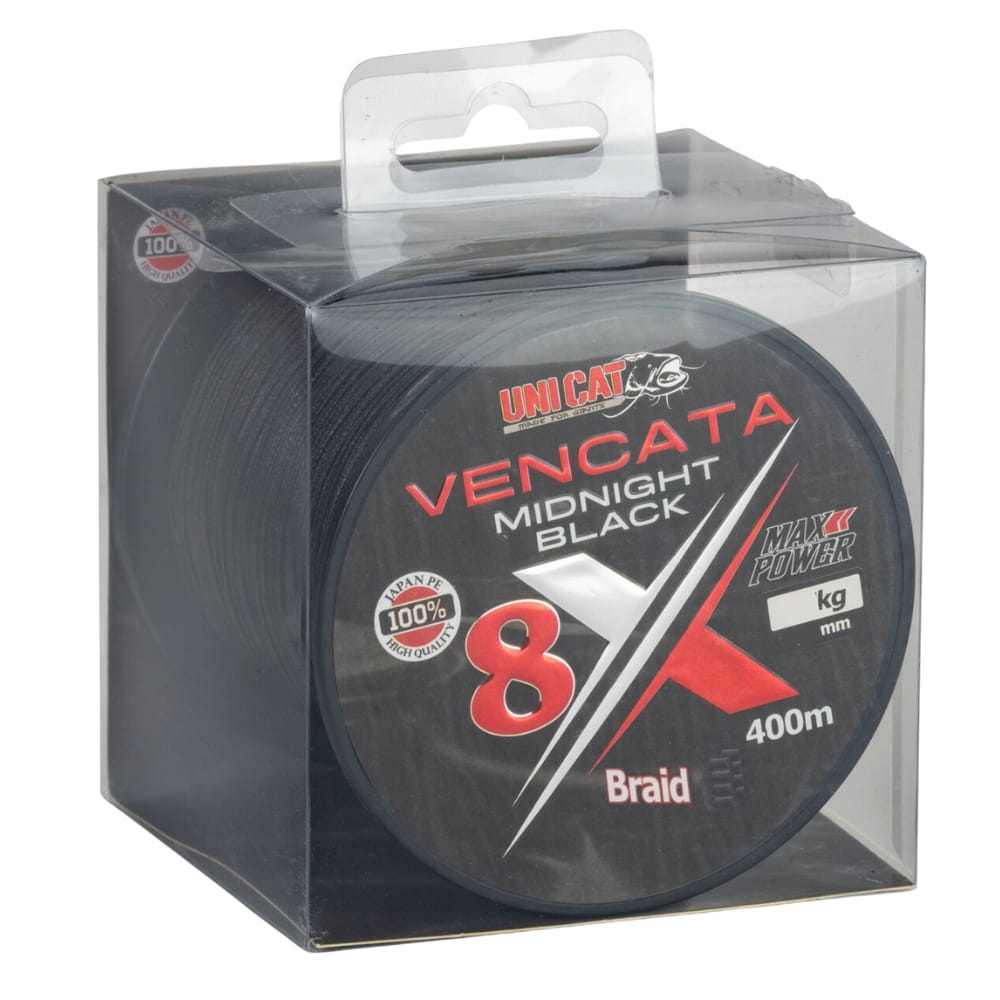 Uni Cat 8X Vencata 0,37 mm 34 kg 400m Mid Black Uni Cat 8X Vencata 0,37 mm 34 kg 400m Mid Black
