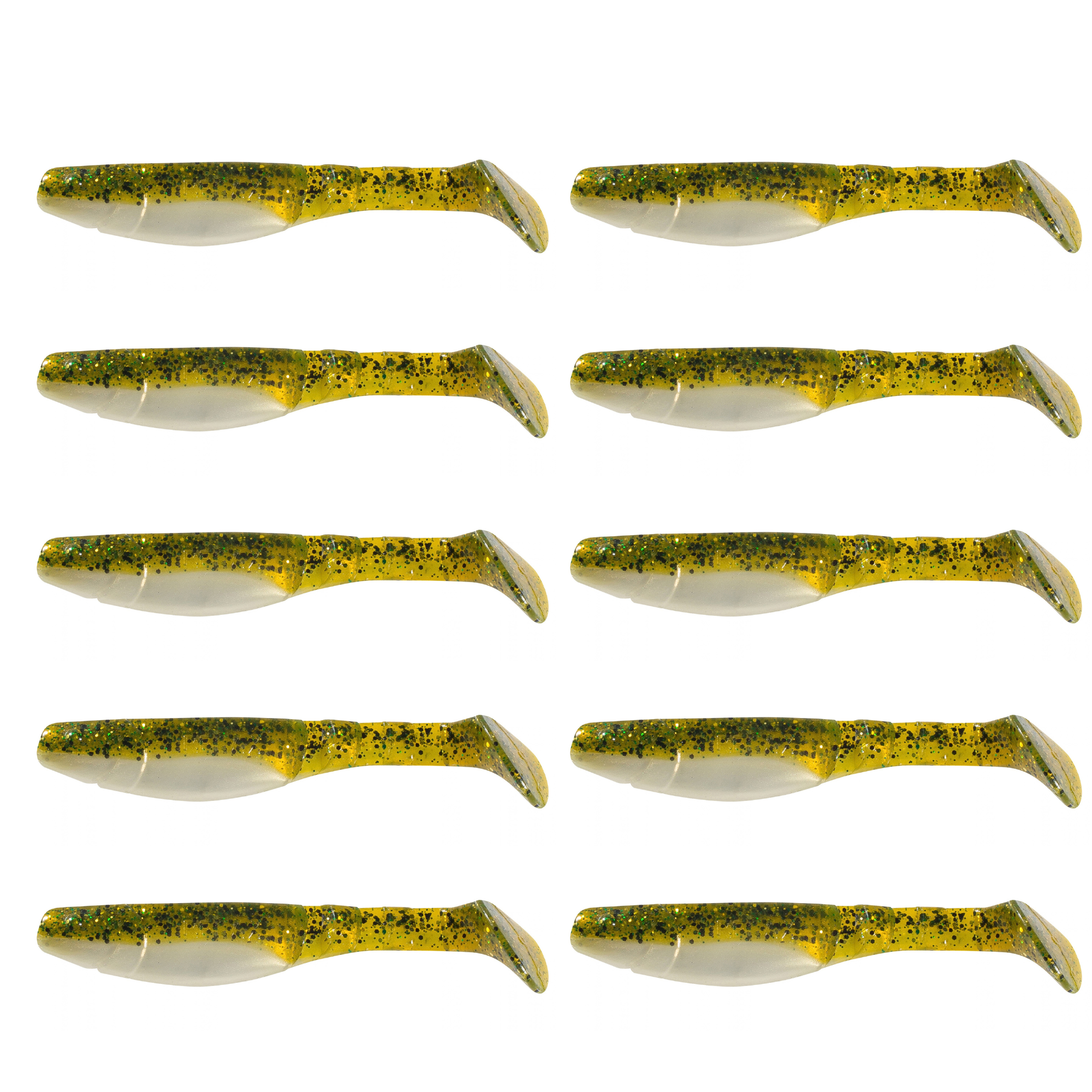 SX Relax Kopyto Classic 11cm (4") Goldperl / Kaulbarsch 10 Stück – Bild 2, Gummiwurm, Köder, Kunststoff, grüngelb, 12 Stück