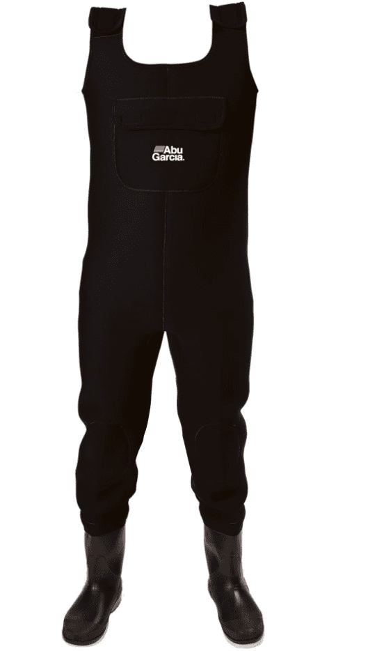 Abu Garcia Neoprene Waders 40/41 Wathose, Anglerwathose, Brusttasche, Schulterträger, schwarz, Gummistiefel
