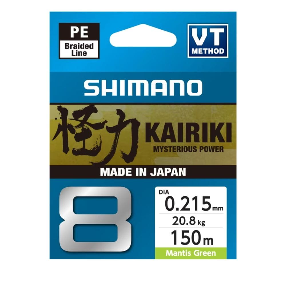 Shimano Kairiki 8-Tresse 0,215mm 150m 20,8kg Vert Mantis Shimano Kairiki 8-Tresse 0,215mm 150m 20,8kg Vert Mantis