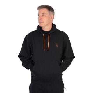 Fox Classic Hoody Black & Orange S – Bild 3, Hoodie, Schwarzer Hoodie, Kangaroo-Tocket, Orangene Kordeln, Lange Ärmel