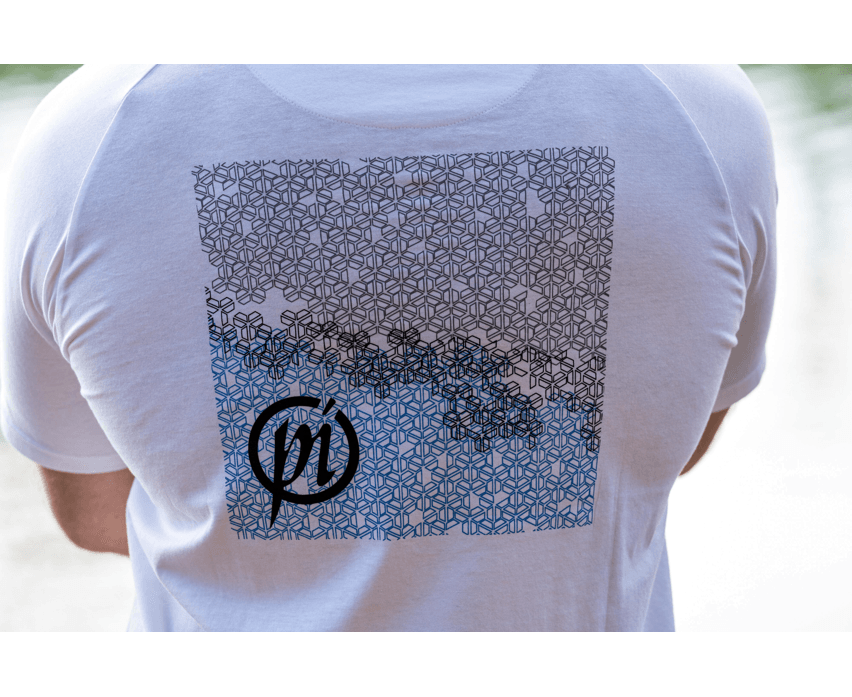 T-Shirt, Print, Geometrisch, Rücken, Blau
