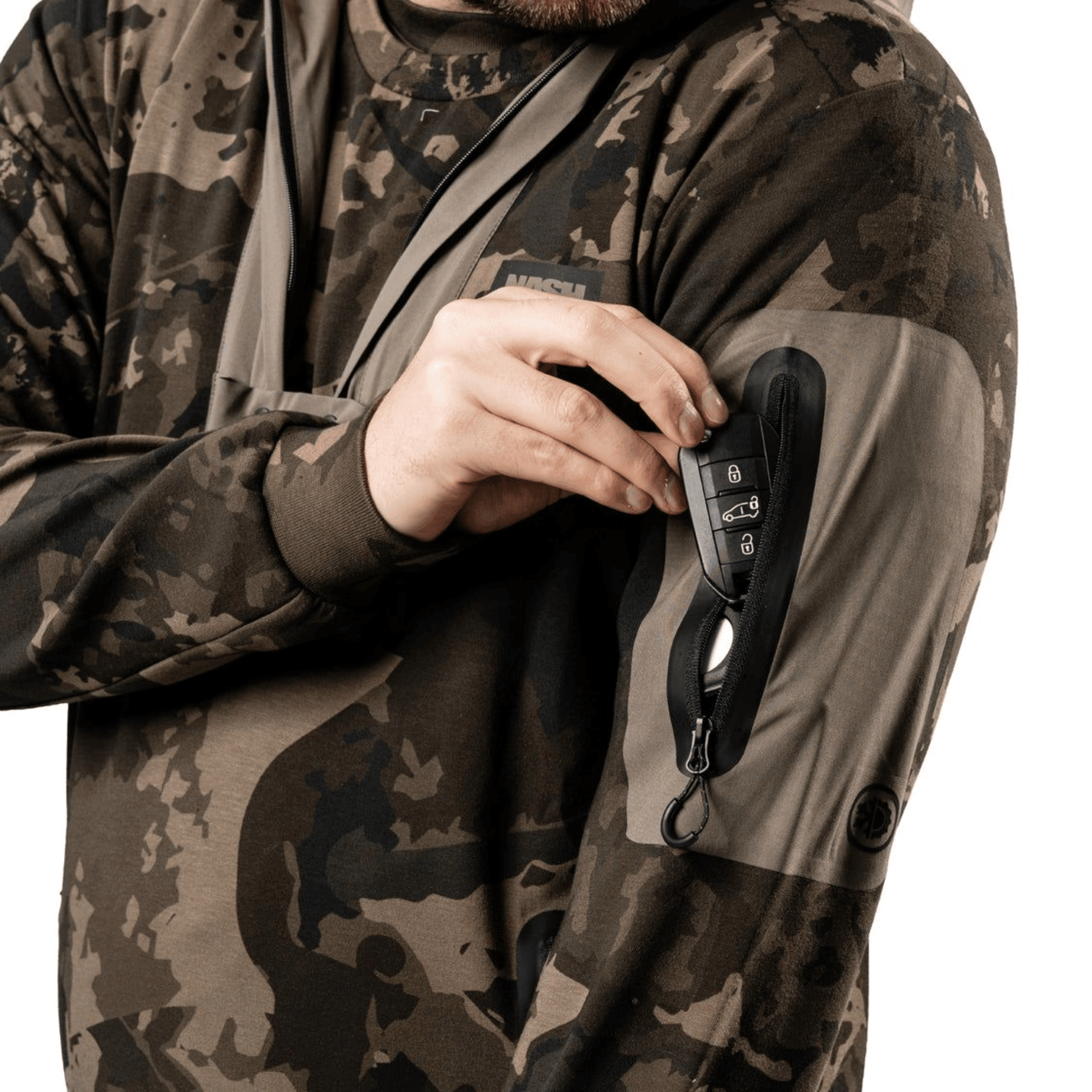 Kamojacke?, Armtasche, Reißverschluss, Schlüsselfach?, Militärischer Muster