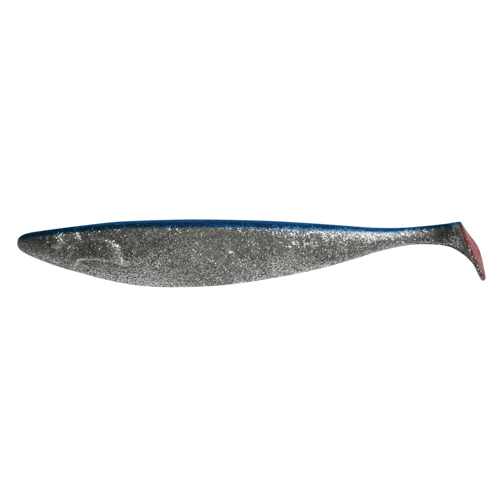 Gummifisch, Köder, Glitzer, Farbe blau-silber, Wirbelstiel