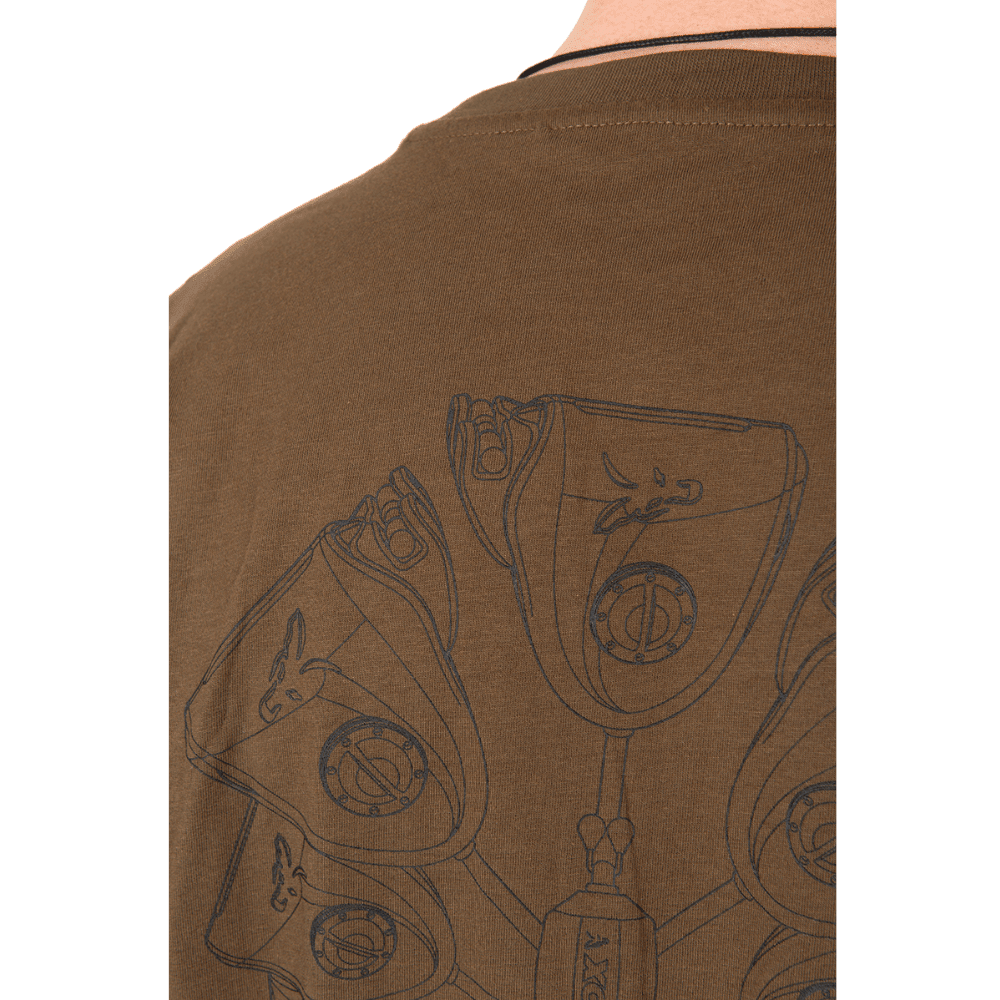 T-Shirt, Kamee, Cyan, Rückenprint, Kragen