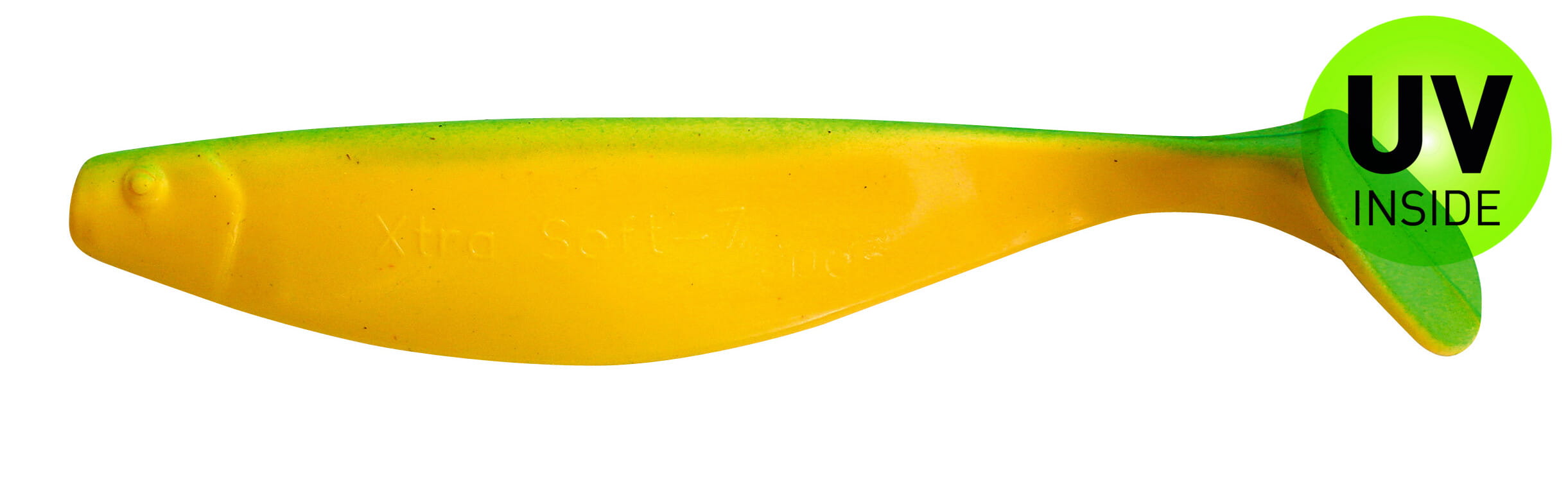 SX Relax Xtra Soft 18cm (7") Gelb / Grün 5 Stück, soft plastic lure, fishing lure, banana shape, gelb grün, UV inside