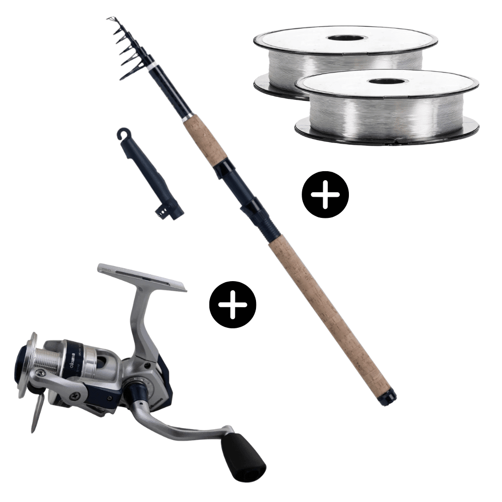 Allround Set WFT XK Bone Tele 360cm 50-150g + Okuma Aria 5000 A + Go Fish Mono Karpfen Raubfisch Deadbait Grundfischen Pilken Rolle