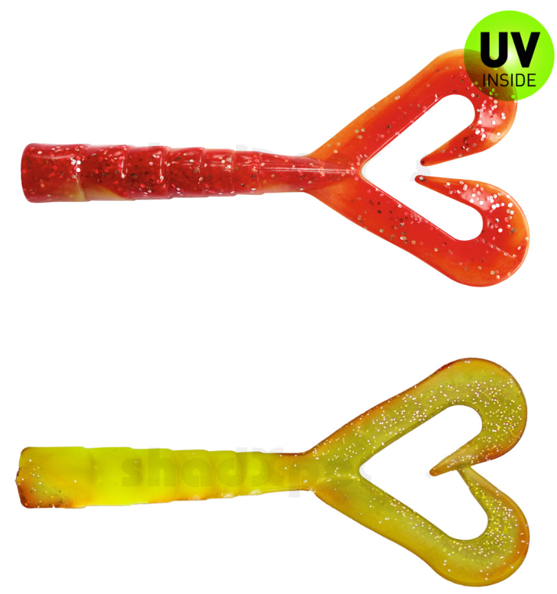Gummi-Gesang, Angeln Köder, Schwanzform, UV-Schutz, Glitzer