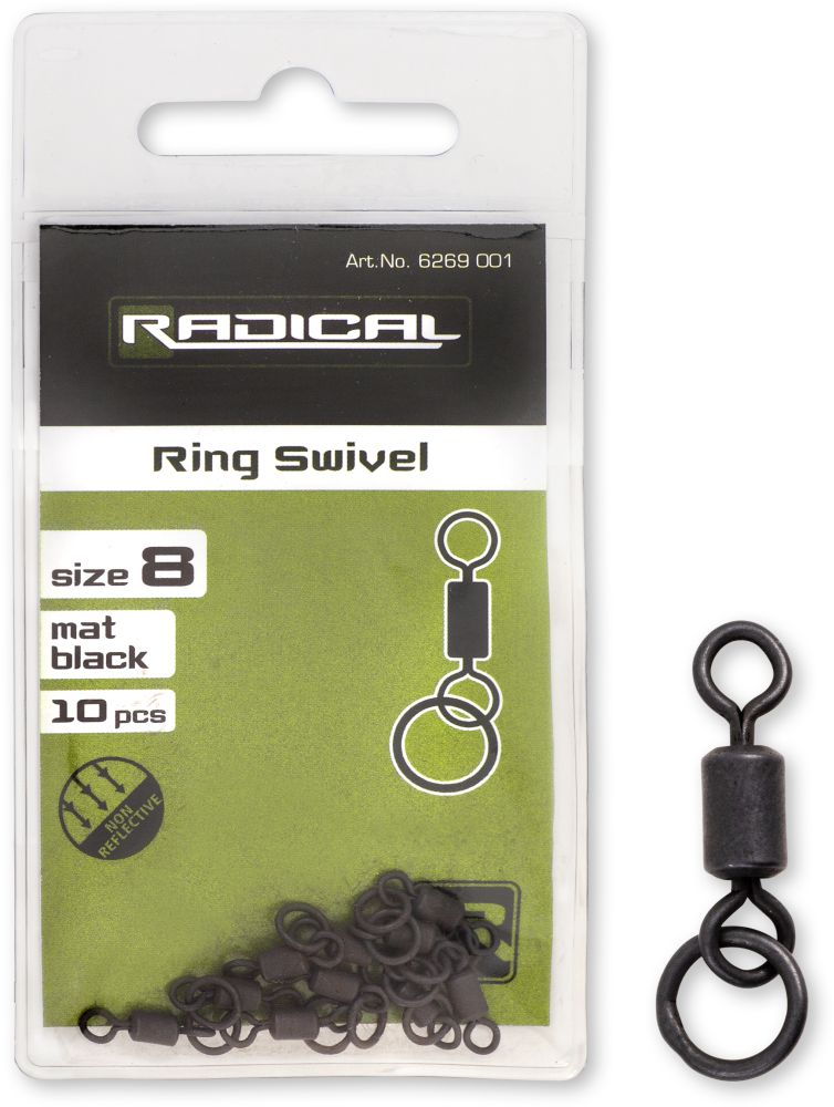Radical ring swivel mat zwart niet reflecterend 10 stuks