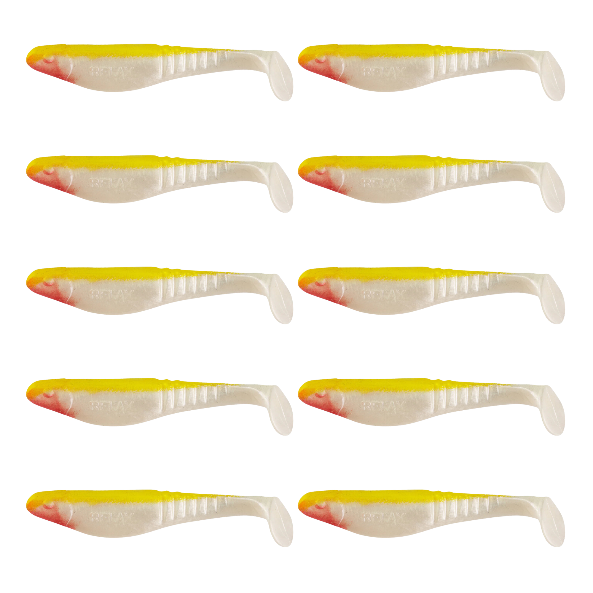 SX Relax Shark 11 cm (4") Perlweiß Fluogelb 10 Stück – Bild 2, gummi, softbait, köderlure, köder, fisch lure