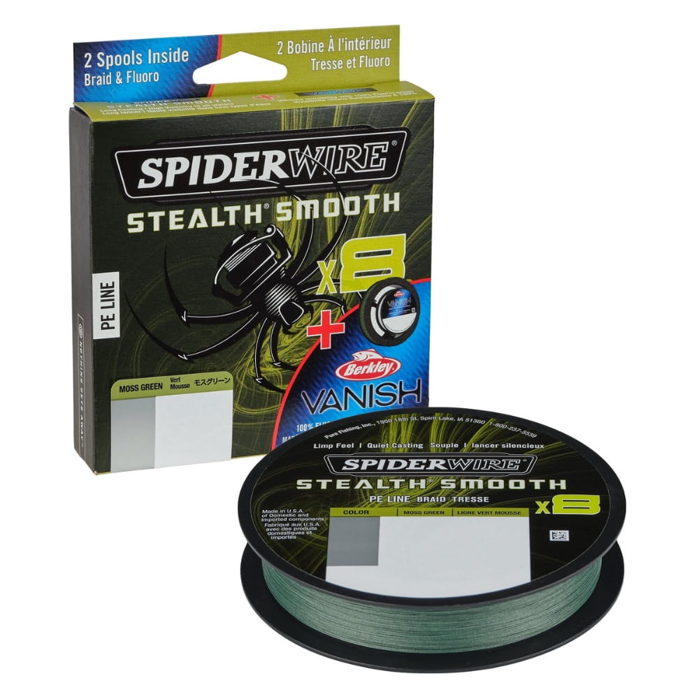 Spiderwire Stealth Smooth 8 Braid (0,13mm 150m 11,2kg) & Vanish Fluorocarbon (0,35mm 40m 7,0kg) Duo Spool System Spiderwire Stealth Smooth 8 Braid (0,13mm 150m 11,2kg) & Vanish Fluorocarbon (0,35mm 40m 7,0kg) Duo Spool System