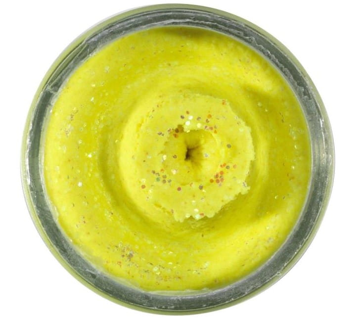 Berkley Powerbait Naravno bleščeče testo za postrvi z okusom česna, sončno rumeno Berkley Powerbait Naravno bleščeče testo za postrvi z okusom česna, sončno rumeno