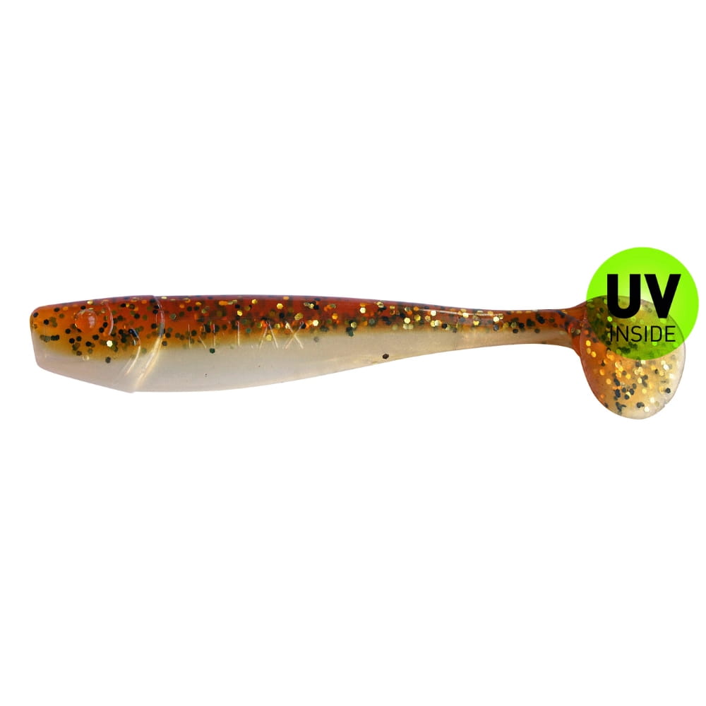 Relax King Shad 14 cm (5") Goldperl Motoroil-Glitter 5 unidades Rauchrohr, Besteck, Löffel