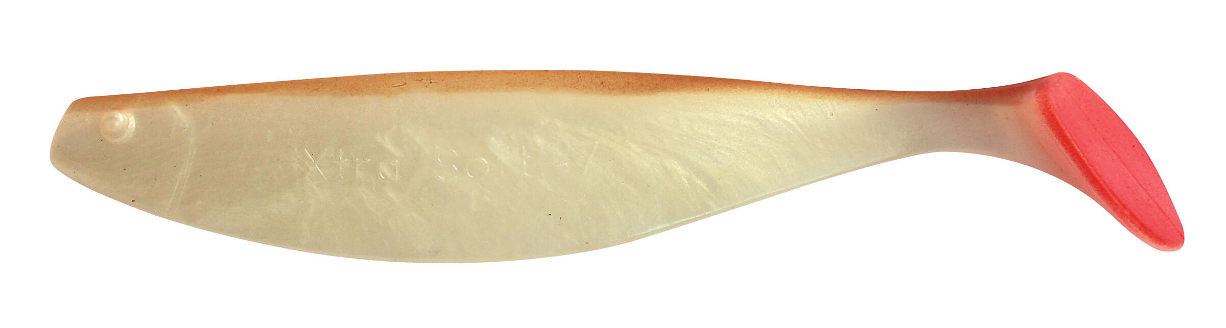 Relax Xtra Soft 18cm (7") Goldperl Braun 5 Stück, weicher Kunststoff Köder, Angelköder, Zwillingsschwanz, Perlmutt-Glanz, rosa Schwanz