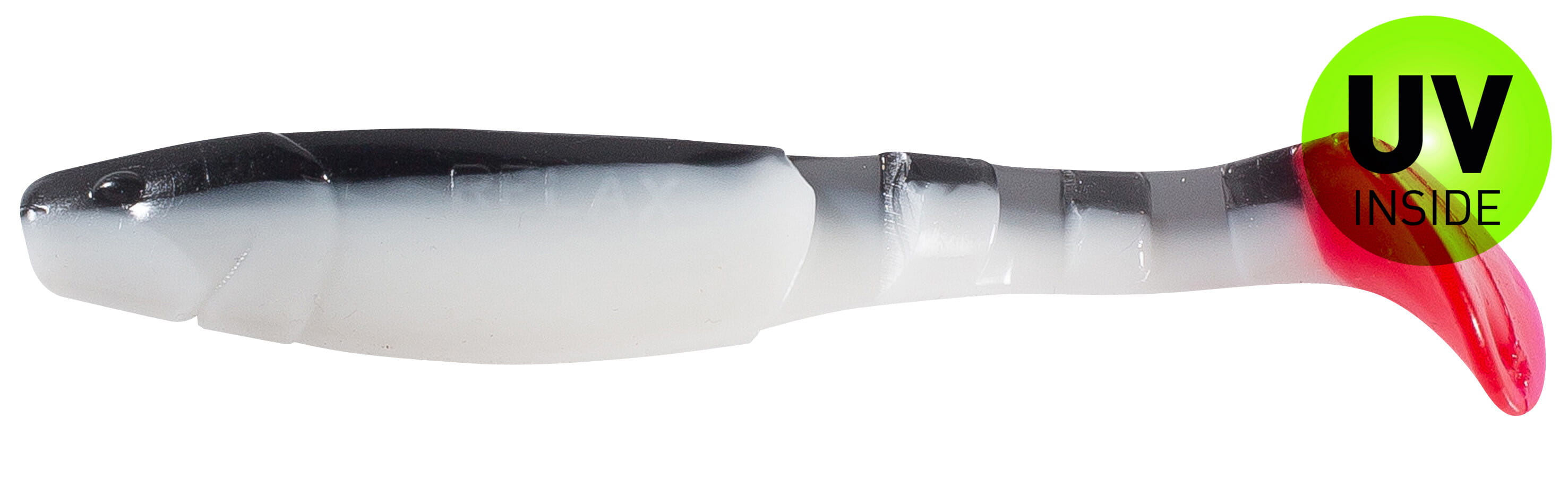 SX Relax Kopyto Classic 11cm (4") Weiß / Schwarz / Red Tail 10 Stück, Kunstköder, Gummiköder, Schwanztwist, Farbverlauf, UV-Inside