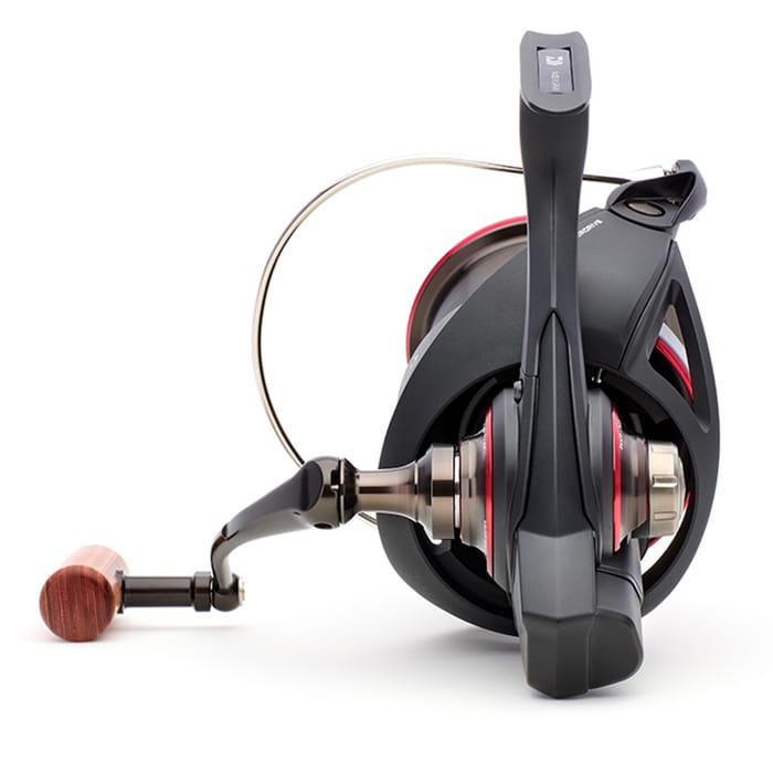 Angelsee Reel, Spinning Reel, Backtension Reel, Kunststoffgehäuse, Kleiner Holzanker