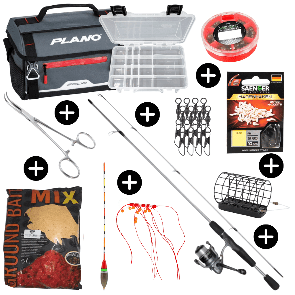 Set Completo Bambini Canna + Mulinello + Filo + Borsa + Esche + molti Accessori + oltre 30 pezzi