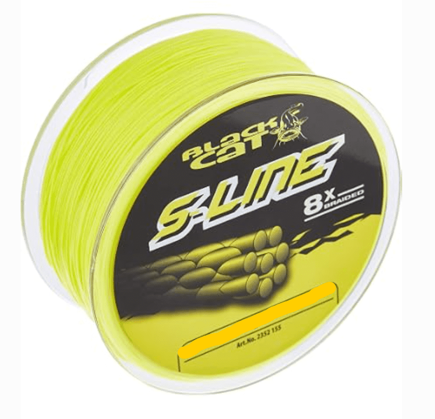 Black Cat S-Line 0,38mm 40kg 250m Yellow, fishing line, Spooling line?, Neon gelb, Spule, 8x geflochten