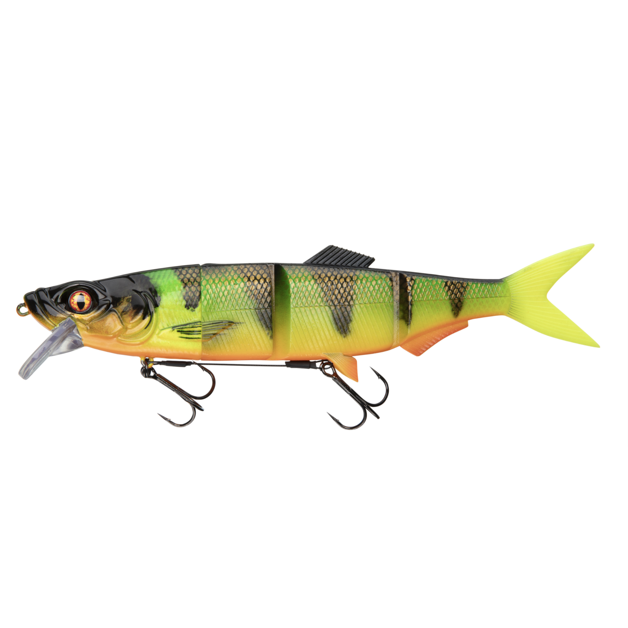 Daiwa Prorex Hybrid Swimbait 25cm 115g Firetiger Type 2, Anglerwobbler, Köder, Spinnfisch, Grün Gelb, Doppelhaken