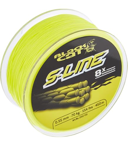Black Cat S-Line 0,42mm 45kg 250m, ANGelsehne, Schnur, 8x, S-LINE, Neon gelb