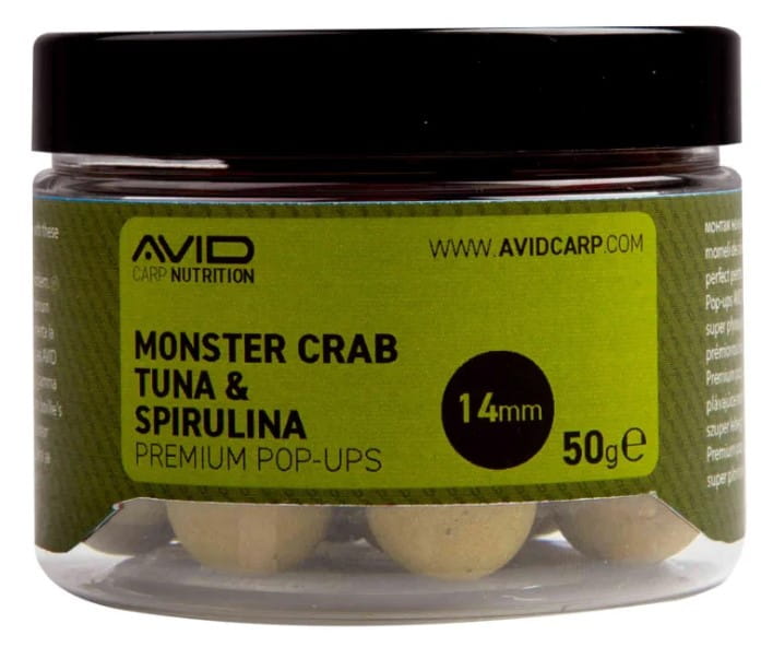 Avid Carp Pop Ups Monster-Crab-Tuna & Spirulina 14mm 50g Avid Carp Pop Ups Monster-Crab-Tuna & Spirulina 14mm 50g