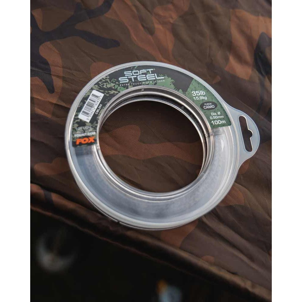 Fox Soft Steel Fleck Camo Leader 35 lb 100m Band