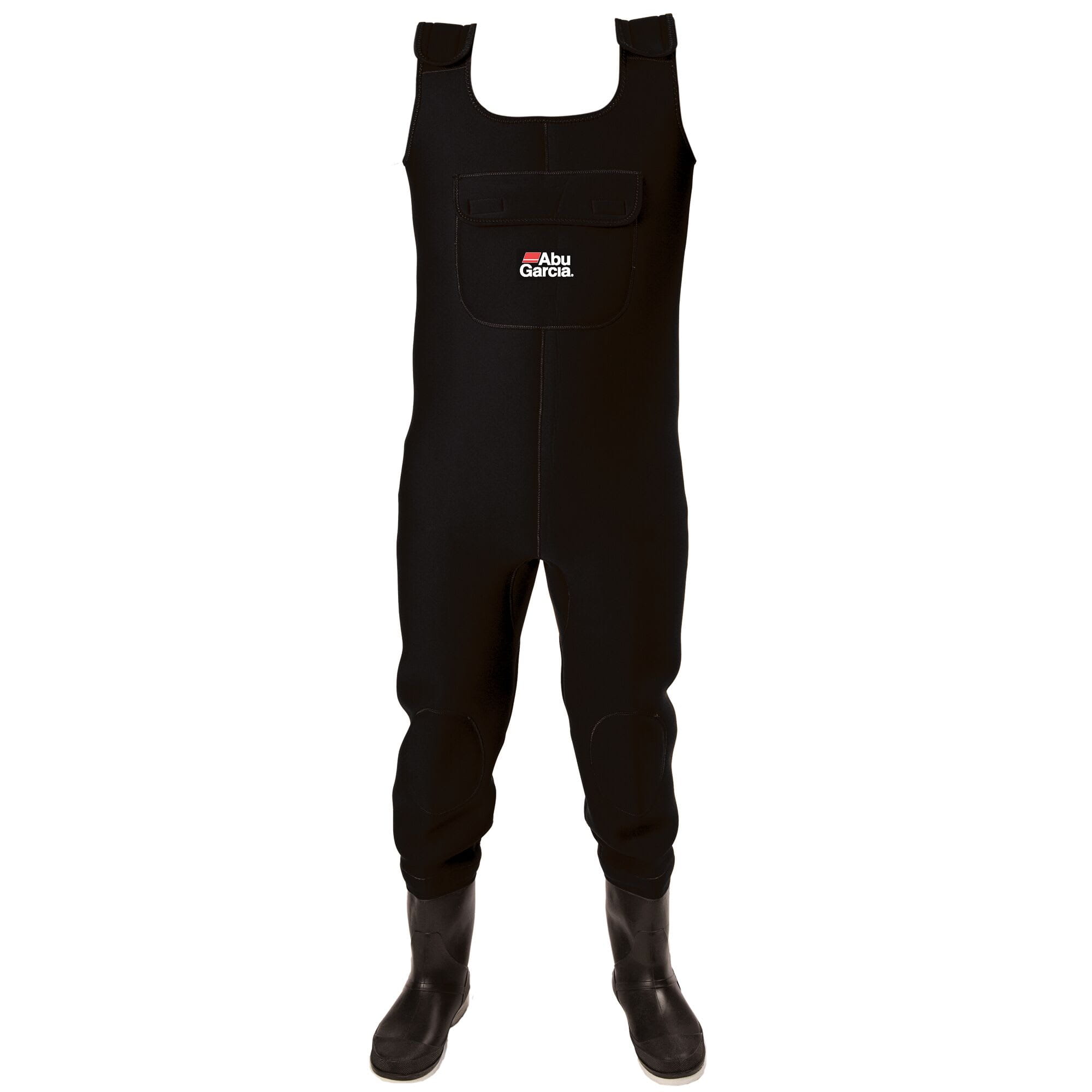Abu Garcia Neoprene Waders 46/47 Wathose, Angelwathose, Neopren, Schwarz, Integrierte Stiefel, Brusttasche