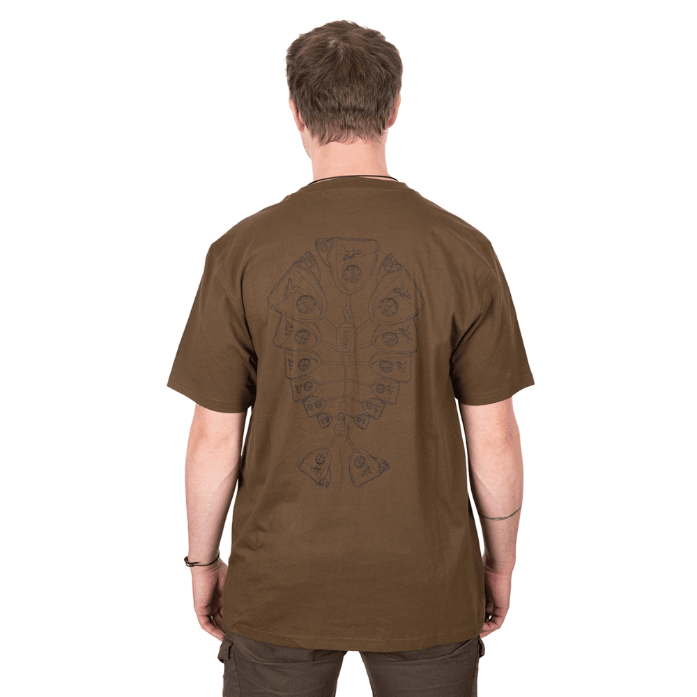 T-Shirt, Kurzarm, Braun, Rückenprint, Rundhals