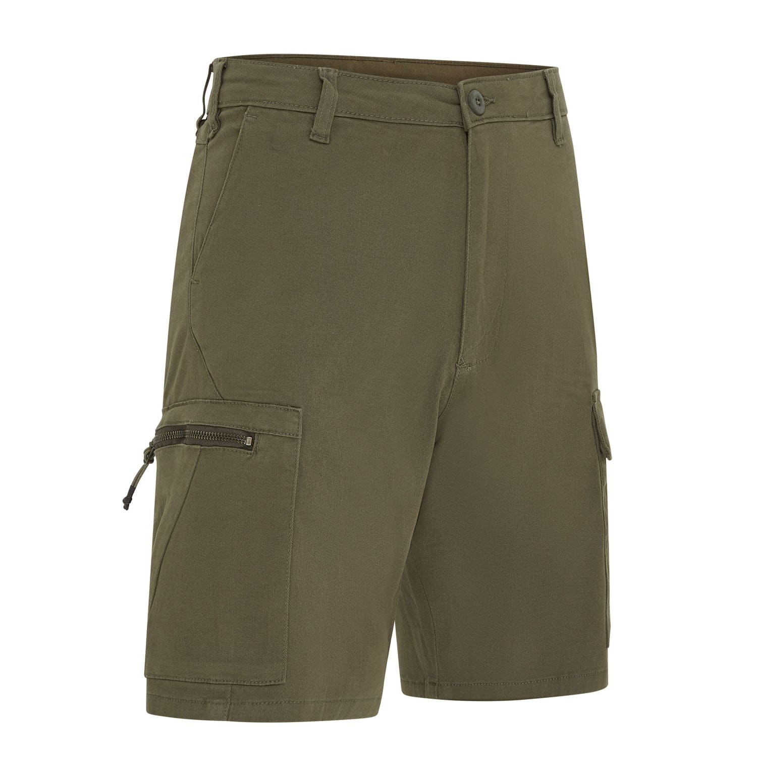 Hose, Shorts, Cargo, Reißverschluss, Olive