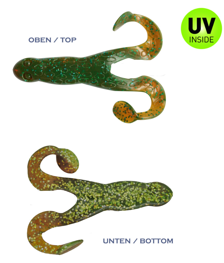 soft plastic lure, glow-in-the-dark, rubber lure, two-tone, swimbait