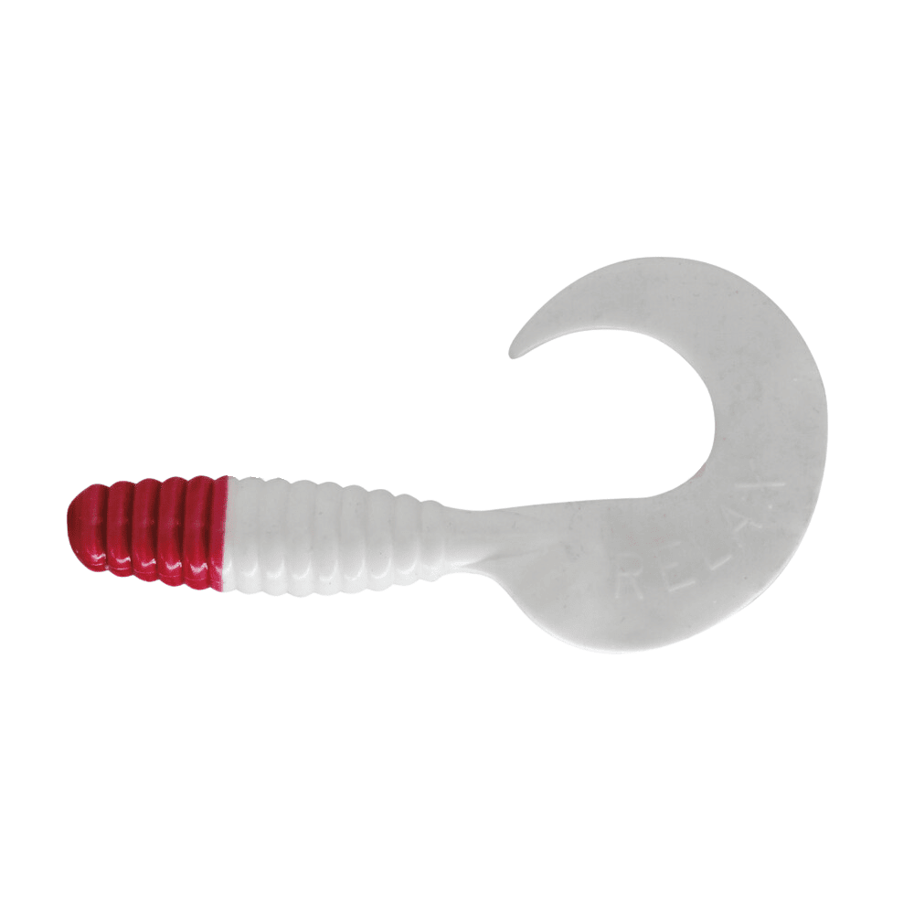 Relax Xtra Fat Grub 13cm (5,5") regulär tiszta fehér/piros festett fej 2 darab Elektronik, Hardware, Rauchrohr, Haken