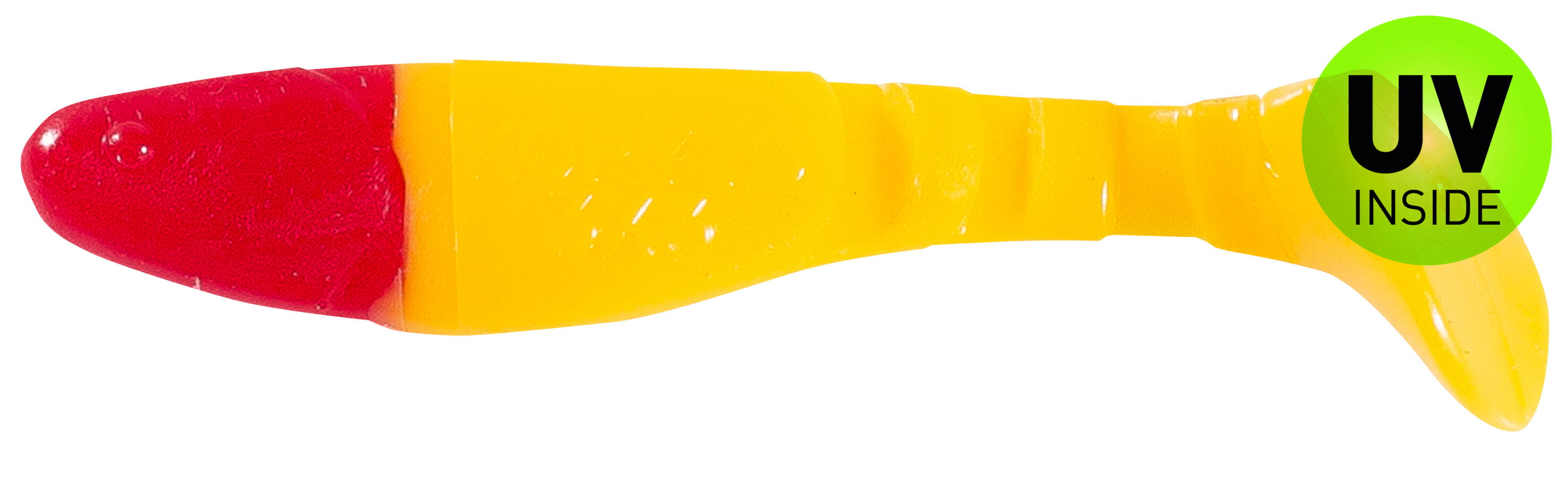Relax Kopyto Classic 8cm (3") Gelb / Red Head 10 Stück, Kunststoff-Schwanz, Gummi-Schwanz, Gelb, Rot, UV-Inside