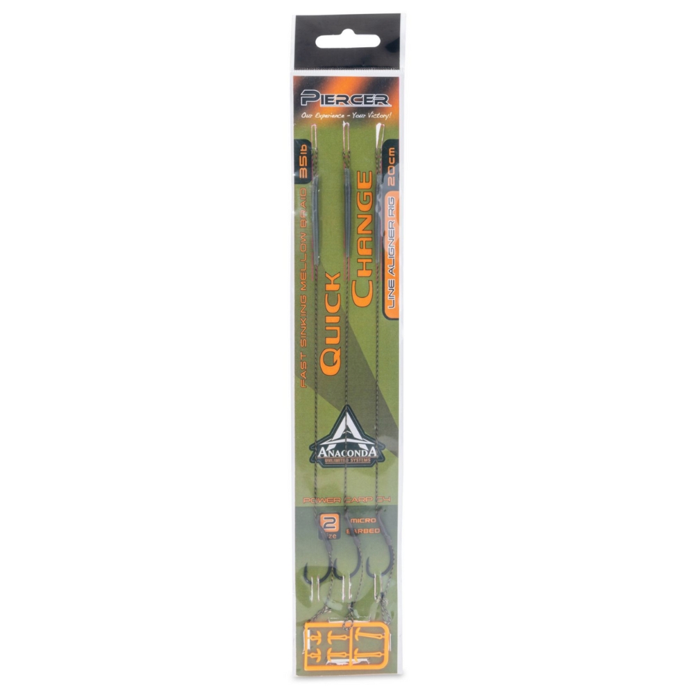 Anaconda Montură Quick Change Line Aligner Rig Power Carp Fără cârlig 02/35lb Anaconda Montură Quick Change Line Aligner Rig Power Carp Fără cârlig 02/35lb