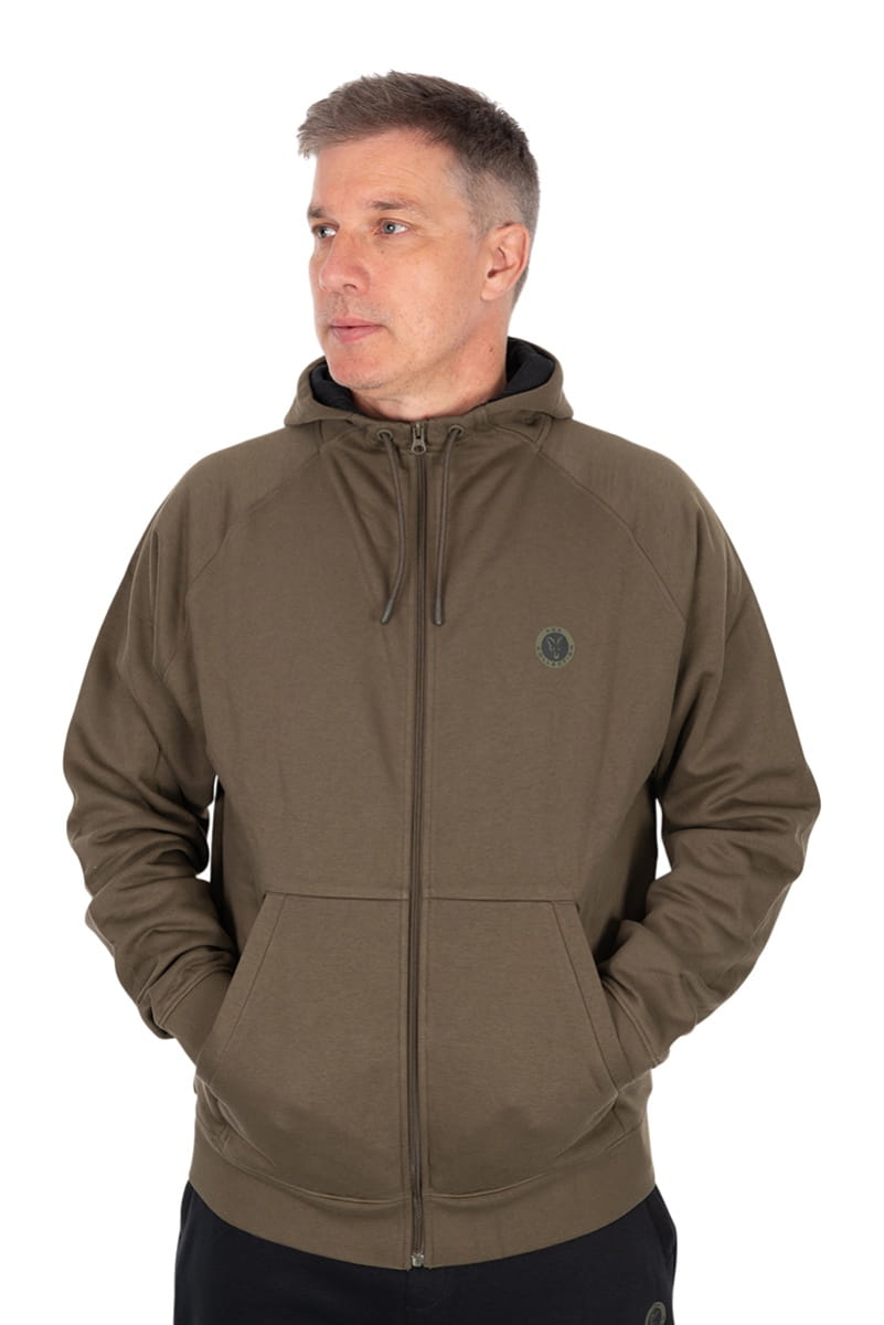 Fox Collection Zipped Hoody Green XXL, Hoodie, Zweiteiliger Hoodie, Sportjacke, Kapuzenjacke, Reißverschlussjacke