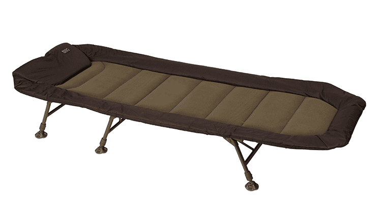 Campingbett, faltbares Bettgestell, Canvasauflage, braun, Stahlgestell