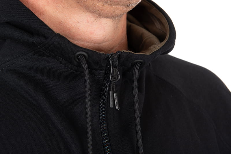 Fox Collection Zipped Hoody Black L – Bild 2, hoodie, Reißverschluss, Kordelzug, schwarz, Kapuze
