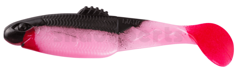 soft plastic lure, swimbait, pink black gradient, fishing lure, lipless tail paddle