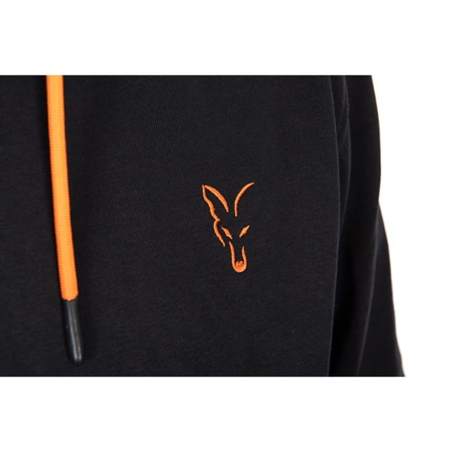 Fox Classic Hoody Black & Orange S – Bild 2, hoodie, orange-stitched, logo-embroidery, black-fabric, drawstring