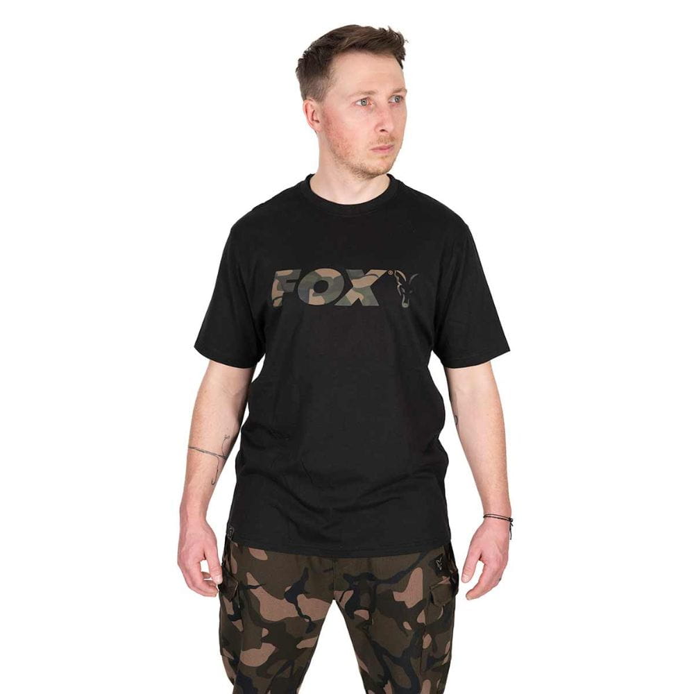 Fox Logo T-Shirt Black/Camo X-Large Bekleidung, T-shirt, Ärmel, Person, Hemd
