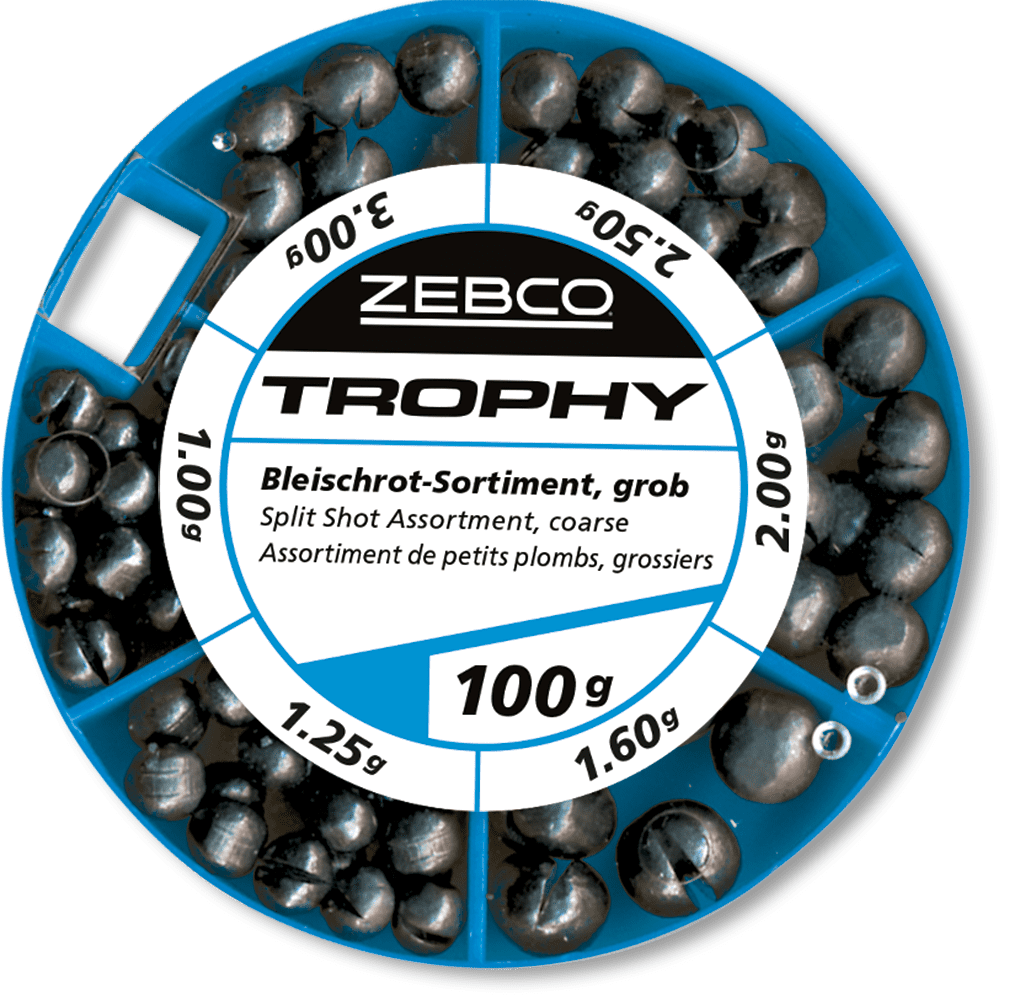 Zebco rophy Split Shot Assortment Fine 100g, bleischrot, split-shot, perlen, gleißendes gewicht, trophäe