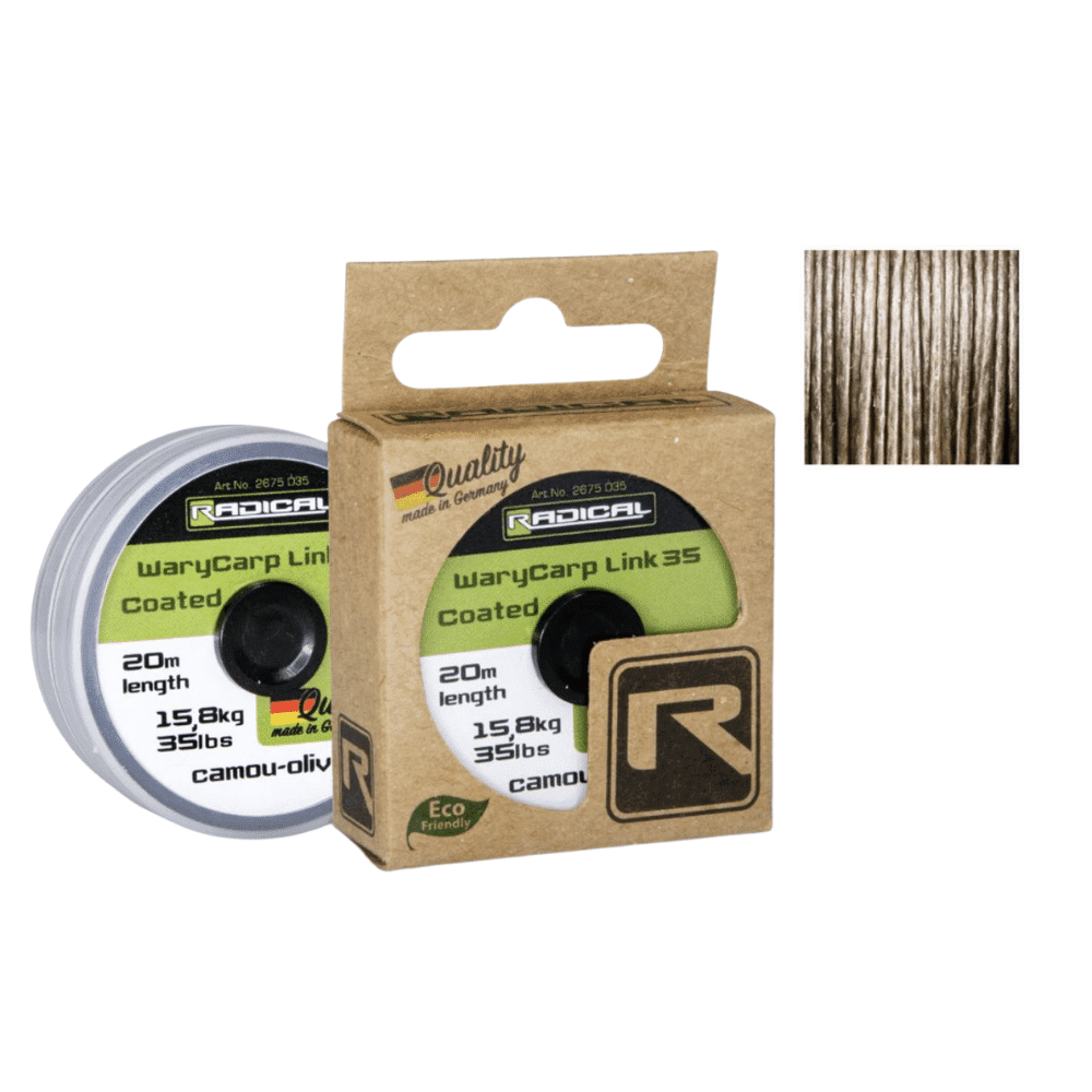 2675035-Radical-WaryCarp-Link-Coat-15-8kg-0-80mm-ca-ol Radikálny
Warycarp Link Coated 35 0,80 mm 15,8 kg 20 metrov maskáčovo-olivový