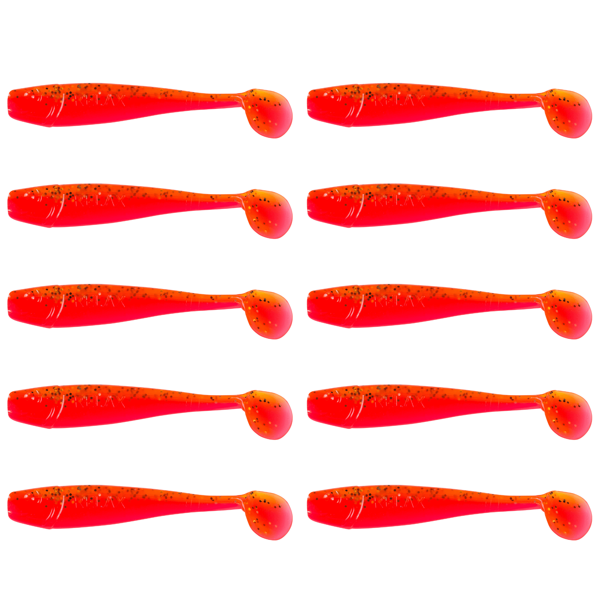 Relax King Shad 11cm (4") Feuerrot / Rootbeer Glitter 10 Stück – Bild 2, Gummifisch, Softbait, Angelköder, Köder, Leuchtend Orange